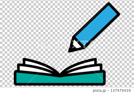 鉛筆とノートの調べ物や学習イラスト 137470439