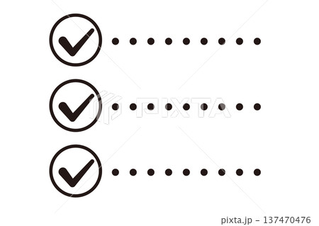 シンプルなチェックマーク　黒1色の丸 137470476