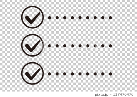 シンプルなチェックマーク　黒1色の丸 137470476