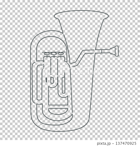 ミニマルデザインのチューバ線画イラスト 137470925