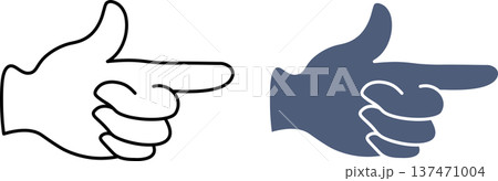 右を指差す親指が立った手の平のイラスト素材セット 137471004