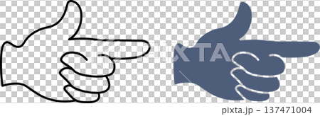 右を指差す親指が立った手の平のイラスト素材セット 137471004