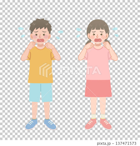 哭泣的孩子的插圖 137471573