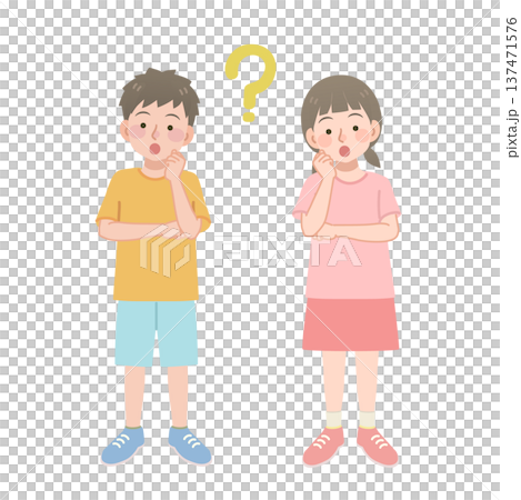 一個男孩和女孩想知道的插圖 一個男孩和女孩想知道的插圖 137471576