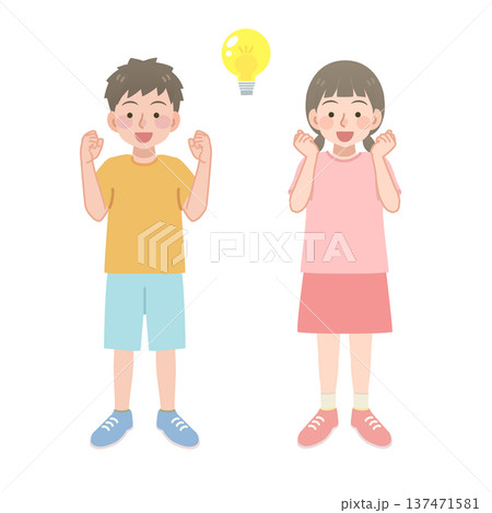 思いつく男の子と女の子のイラスト 137471581