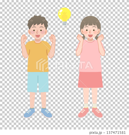 思いつく男の子と女の子のイラスト 137471581