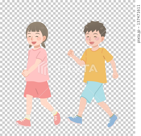 孩子快樂行走的插圖 137471611