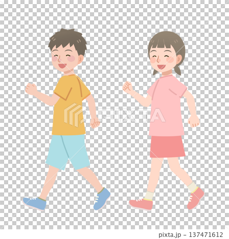 孩子快樂行走的插圖 137471612