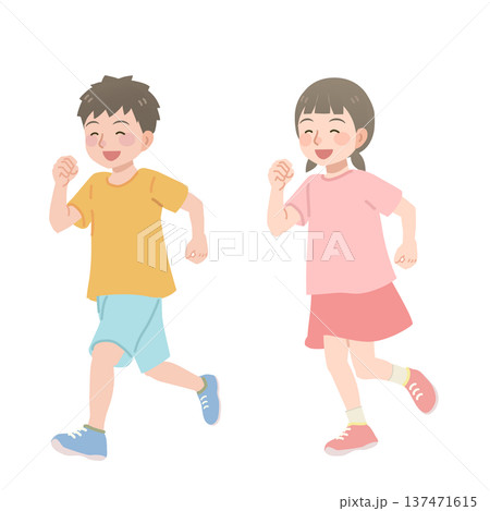 楽しそうに走る子供のイラスト 楽しそうに走る子供のイラスト 137471615