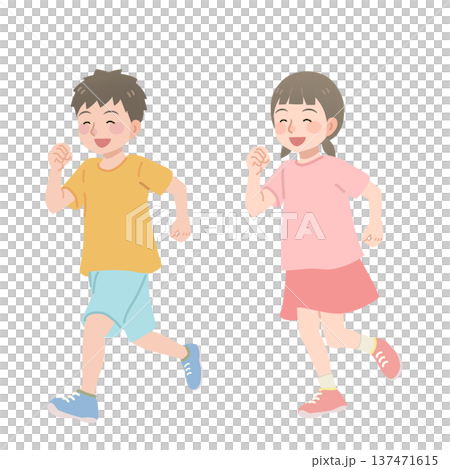 楽しそうに走る子供のイラスト 楽しそうに走る子供のイラスト 137471615