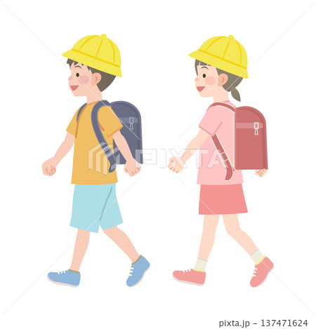 歩く小学生のイラスト 137471624