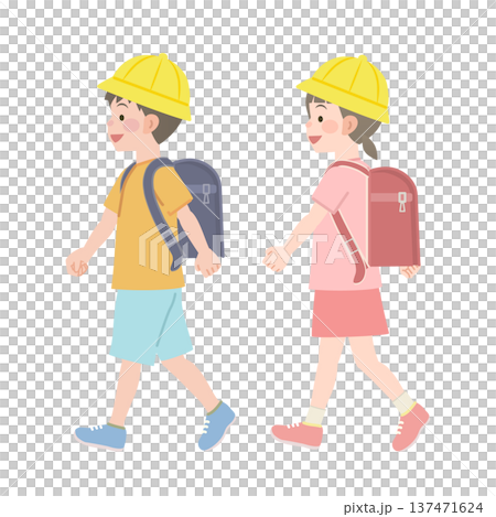 歩く小学生のイラスト 137471624