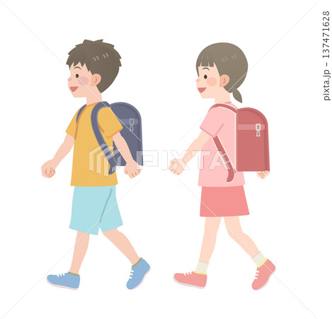 歩く小学生のイラスト 137471628