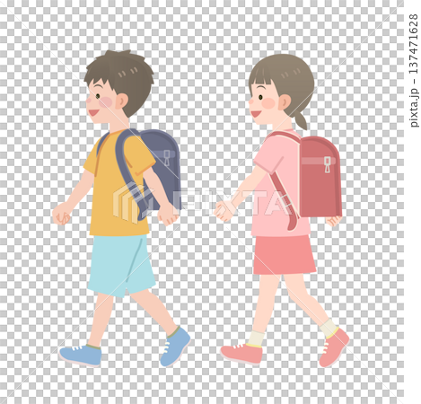 歩く小学生のイラスト 137471628