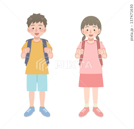 ランドセルを背負う小学生のイラスト 137471630