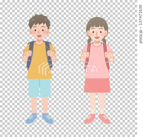 ランドセルを背負う小学生のイラスト 137471630