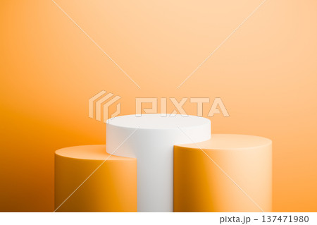 Orange and white 3d podiums on a light background 137471980