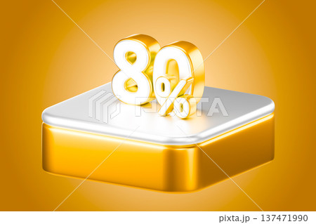 Golden 80 percent discount sign on a white podium 137471990