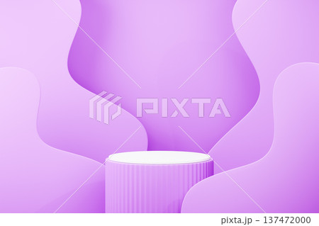 Purple abstract 3d background with podium and waves 137472000