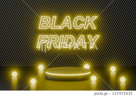 Black Friday yellow neon stage for bright commercial ads Black Friday yellow neon stage for bright commercial ads 137472035