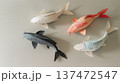 色鮮やかな錦鯉のペーパークラフト 4匹の鯉 和モダンなデザイン 縁起物 立身出世・成功イメージ 俯瞰 137472547