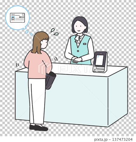 受付でマイナンバーカードを探す女性のイラスト素材 受付でマイナンバーカードを探す女性のイラスト素材 137473204