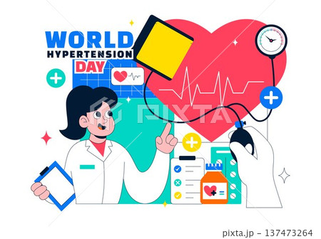 World Hypertension Day Awareness Vector Illustration Featuring Global Blood Pressure Prevention And Heart Health Medical Background World Hypertension Day Awareness Vector Illustration Featuring Global Blood Pressure Prevention And Heart Health Medical Background 137473264