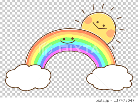 彩虹和太陽兒童插畫 彩虹和太陽兒童插畫 137475047
