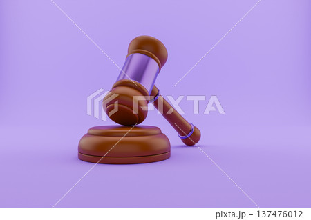 Wooden judge gavel on purple background 3d render Wooden judge gavel on purple background 3d render 137476012
