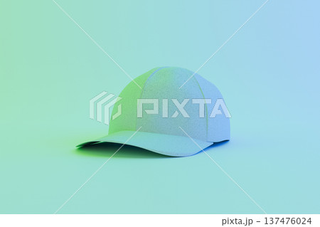 Minimalist blue baseball cap icon 3d render 137476024