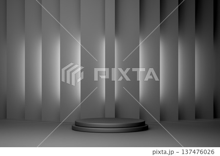 Dark studio background with vertical stripes 3d render 137476026