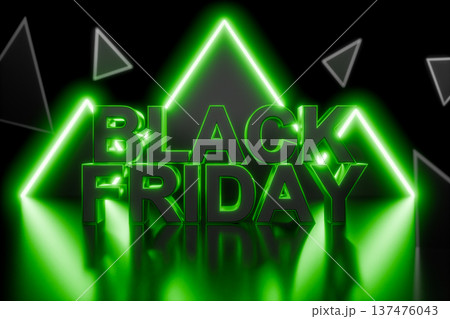 Green neon black friday arch on stage 3d render 137476043