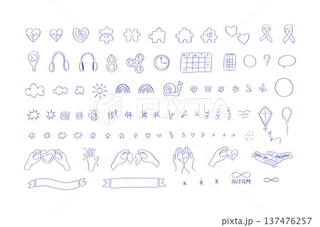 Hand drawn icon vector set neurodiversity support Hand drawn icon vector set neurodiversity support 137476257