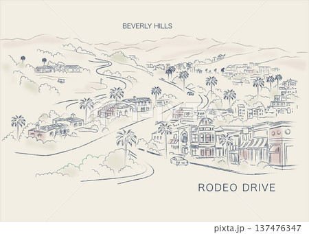 Minimal Line Art Map of Beverly Hills Minimal Line Art Map of Beverly Hills 137476347
