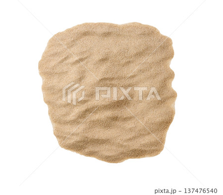 Pile of dry beach sand isolated on a white background, top view. 137476540