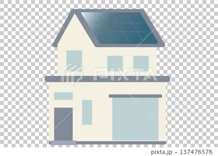屋頂裝有太陽能板的房屋示意圖 137476576