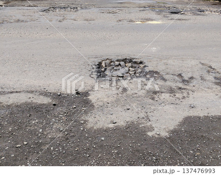 Condition of potholes patched with gravel 137476993