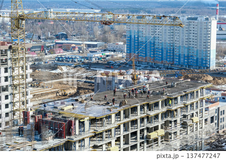 Construction of modern high-rise residential buildings. Construction of modern high-rise residential buildings. 137477247
