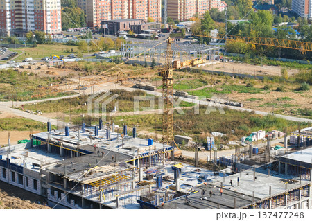 Construction of modern high-rise residential buildings 137477248
