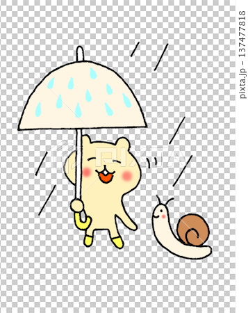 一幅描繪雨季、雨、蝸牛和雨傘的可愛插圖 一幅描繪雨季、雨、蝸牛和雨傘的可愛插圖 137477818