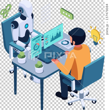 Isometric AI and Human Working on Data Analysis Together Isometric AI and Human Working on Data Analysis Together 137478084