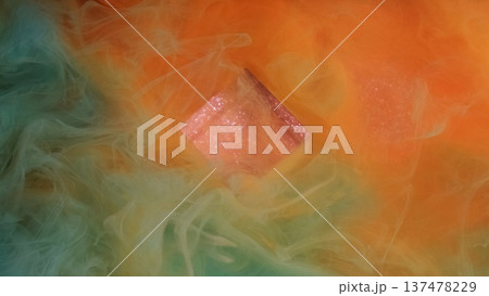 Paint cube. Glitter cloud splash. Defocused orange blue pink color geometric texture vapor water spill on abstract art background. Paint cube. Glitter cloud splash. Defocused orange blue pink color geometric texture vapor water spill on abstract art background. 137478229