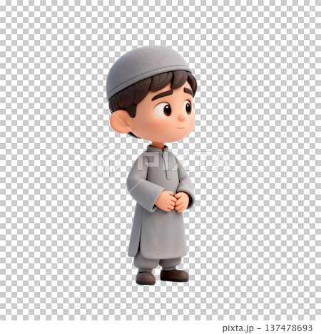 Holding His Stomach to Show He Is Fasting 137478693
