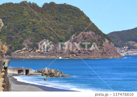 熊野灘の鬼ヶ城全景（三重県熊野市） 137478810