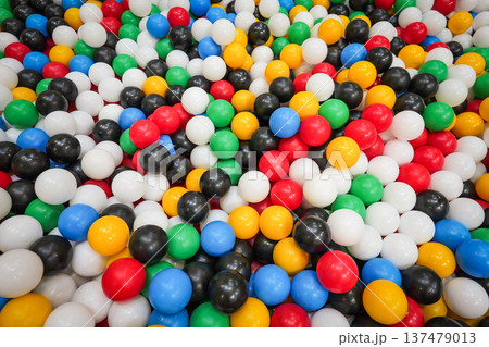 Indoor Ball Pit Filled With Colorful Plastic Play Balls Indoor Ball Pit Filled With Colorful Plastic Play Balls 137479013
