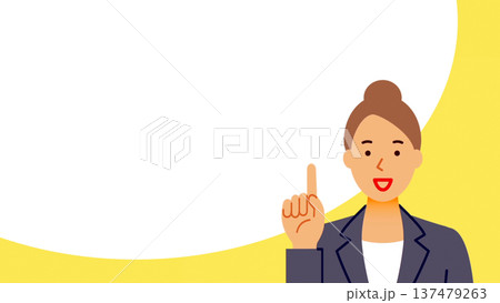 説明するビジネスウーマンと吹き出し　コピースペース 137479263