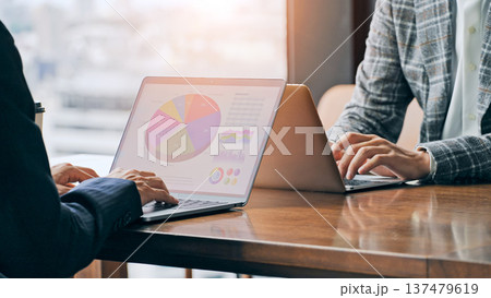 オフィスで会議するカジュアルなビジネスパーソンのグループ 137479619