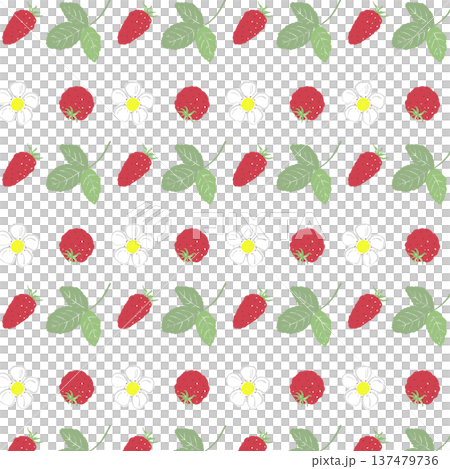 ワイルドストロベリーの実と花のシームレスパターン ワイルドストロベリーの実と花のシームレスパターン 137479736
