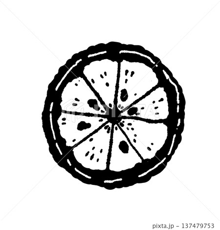 ゆずの果実の断面(輪切り)シルエット ゆずの果実の断面(輪切り)シルエット 137479753