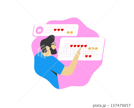AI chatbot romantic relationship, intimate AI partner interaction, emotional bonding conversation. Romantic chatbot engagement, user attachment concept, modern flat design, vector illustration AI chatbot romantic relationship, intimate AI partner interaction, emotional bonding conversation. Romantic chatbot engagement, user attachment concept, modern flat design, vector illustration 137479857